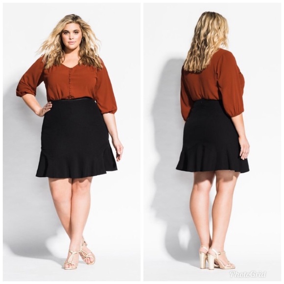 City Chic Dresses & Skirts - City Chic Frilled Joy Skirt in Black Plus Size 20